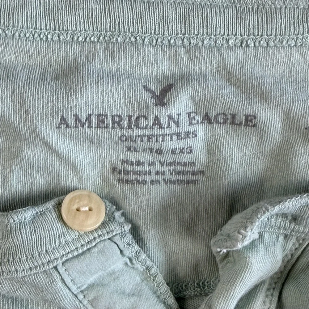 Y2K American Eagle Outfitters Shirt Mens XL Green Henley Lightweight Beach